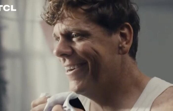 Male actor smiling happy and gaming