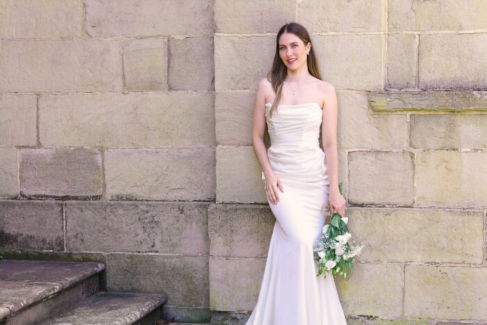 Female model in bridal gown