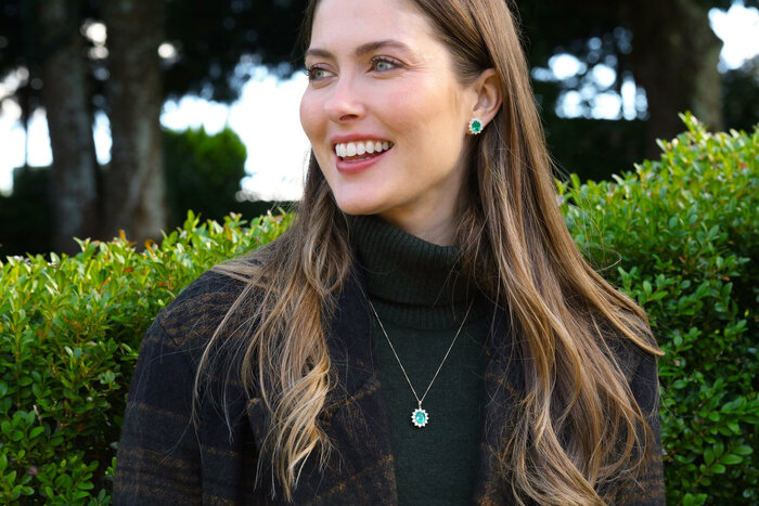 Female model smiling with jewellery
