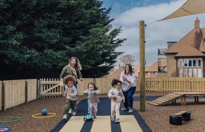 Children having a race in playground