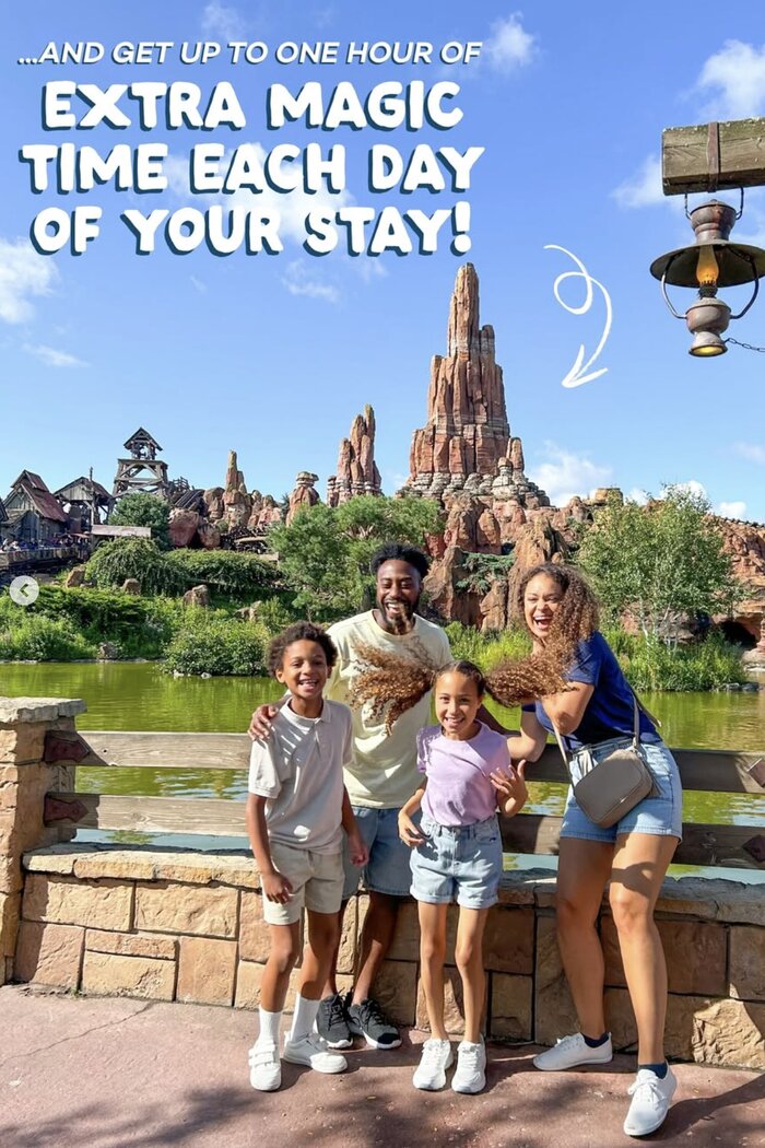 Model Family having fun at Disneyland