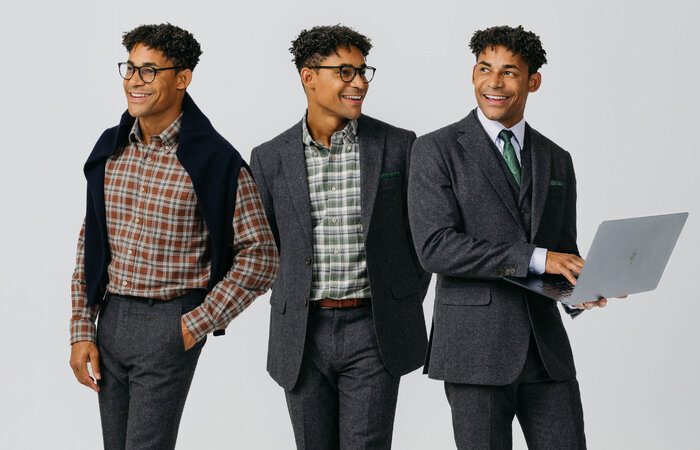 Three images of male model