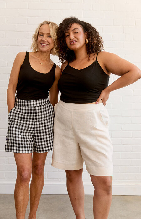 Two female models in studio