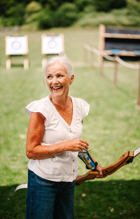 Classic model doing archery