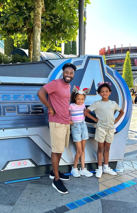Dad with children at Disneyland