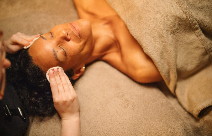 Female model having facial