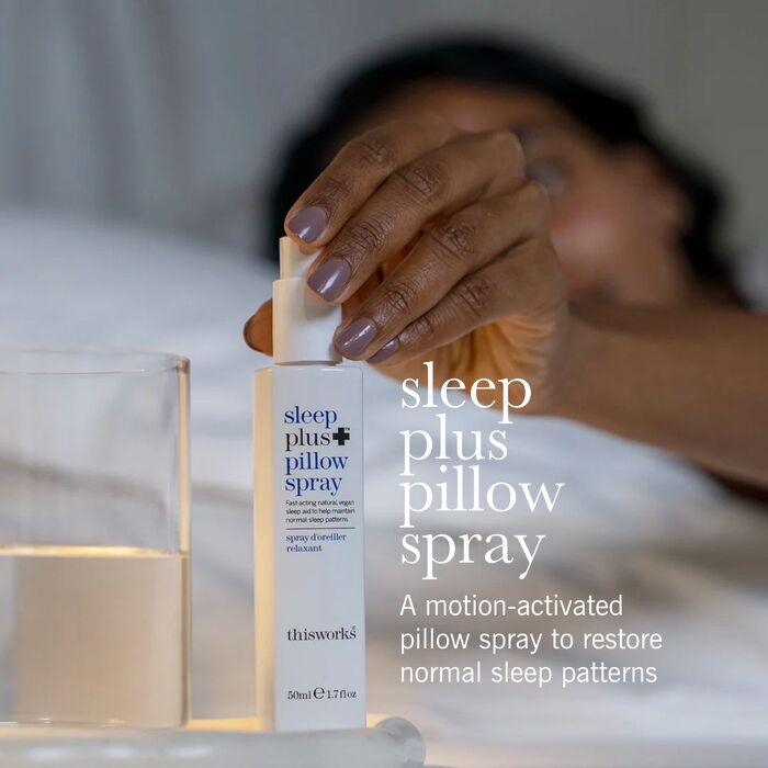 Hand model reaching for sleep spray