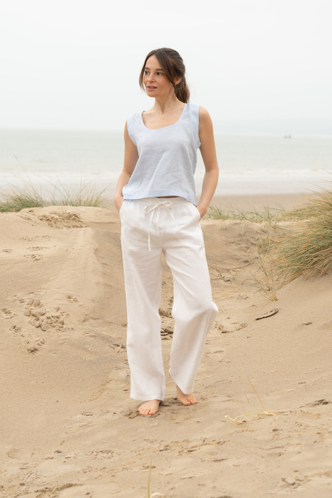 Model on beach looking to the side