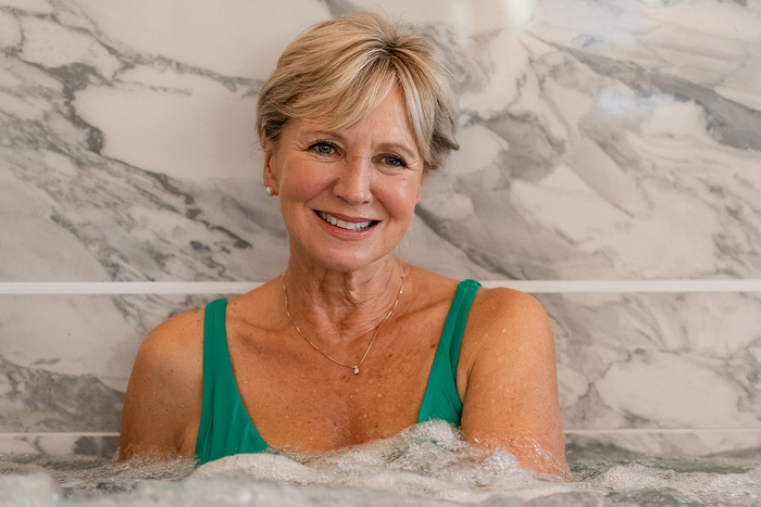 Classic female model in jacuzzi
