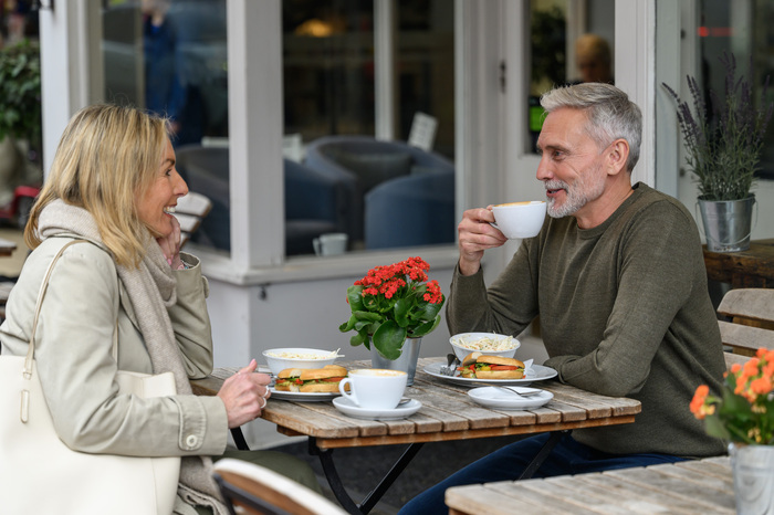 Couple drinking tea together