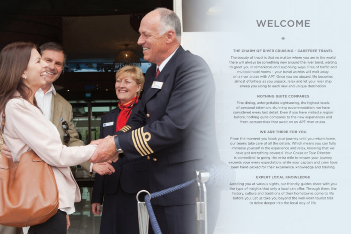Captain of the cruise greeting guests with a smile and handshake
