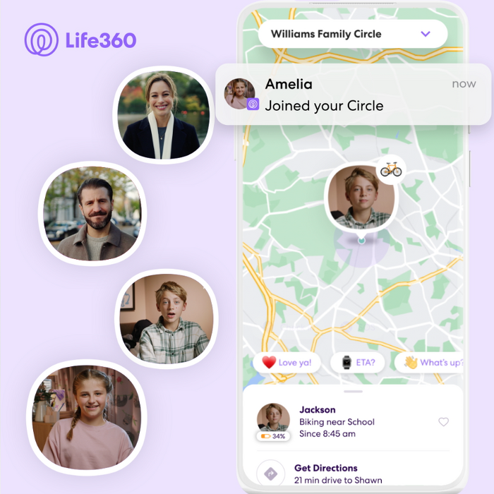 Family communicating via an app