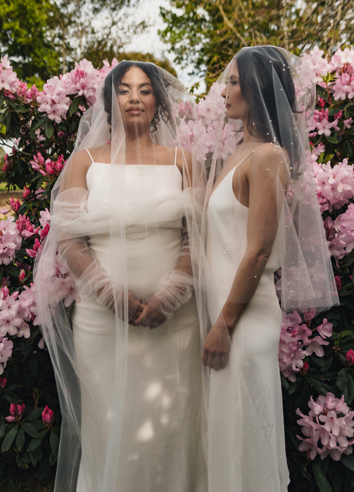 Two brides in fashion shoot